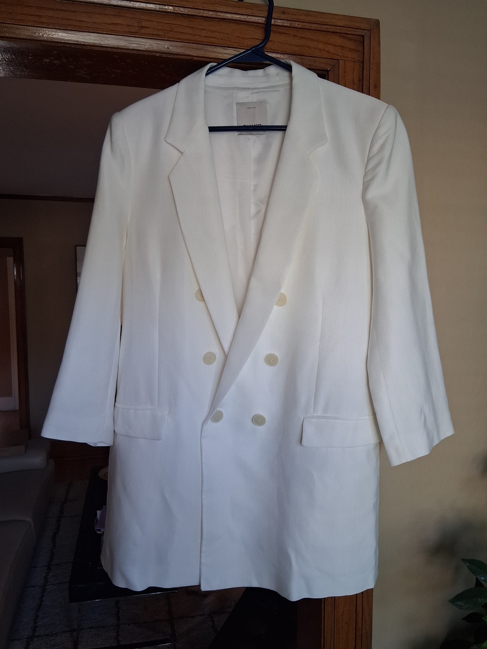 PINKO Interrogare 4 Fluid Canvas Long Blazer, Size 10